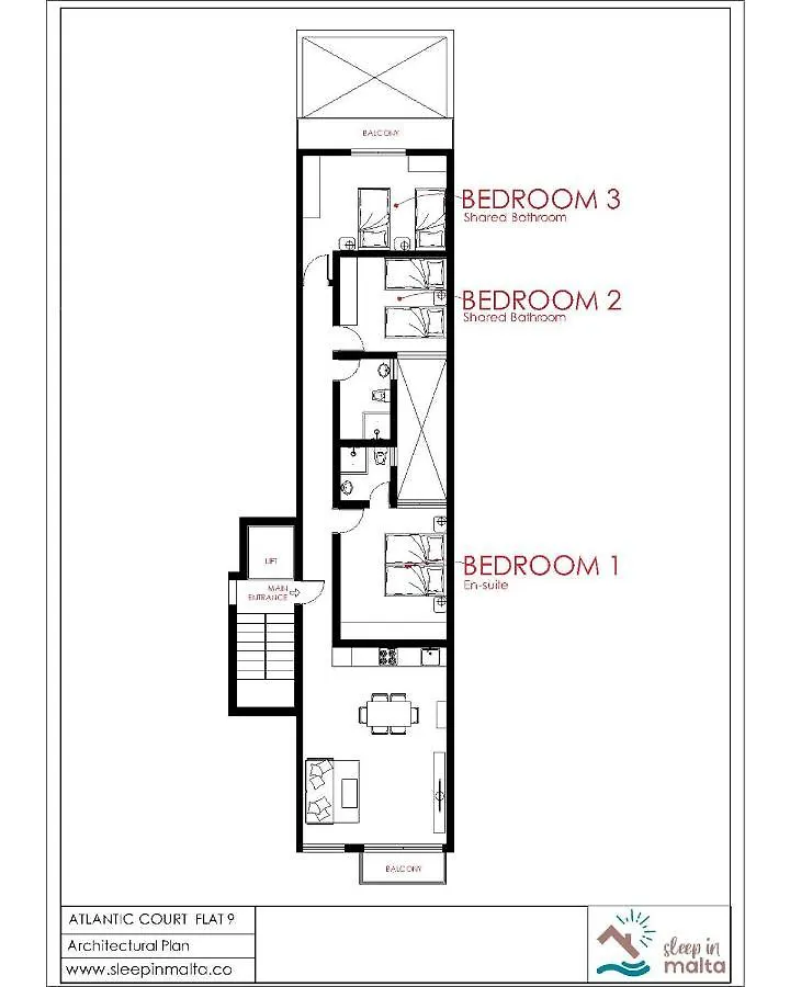 Homestay F9 Room 2, Private Room Two Single Beds Shared Bathroom In Shared Flat Msida